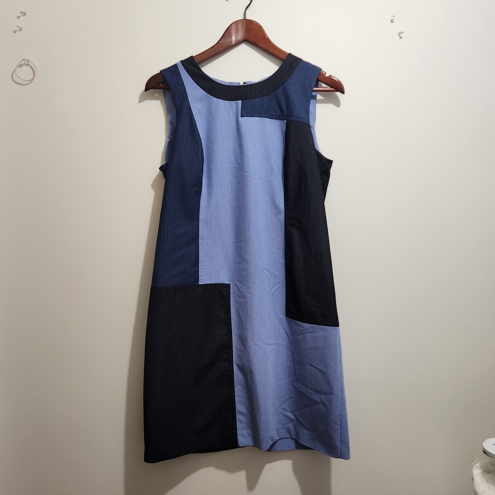 Calvin Klein Blue and Black Patchwork Mini Dress